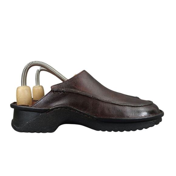 Clarks Shoes Womens 7 Casual Clogs Slip On Leather Brown Retro Classic Comfort - Picture 2 of 13